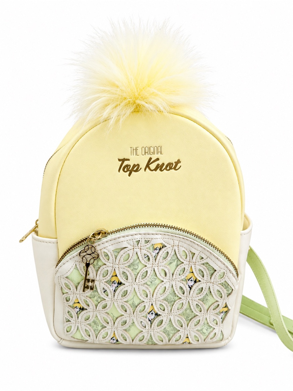 Loungefly Tinker Bell Top Knot Yellow & Light Green Pom-Pom Mini Backpack-